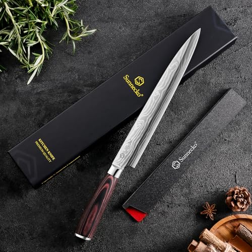 Sunnecko 10.5 inch Sashimi Knife,Sushi Knife for Fish Filleting & Slicing - color: 10.5 inch Sashimi Knife