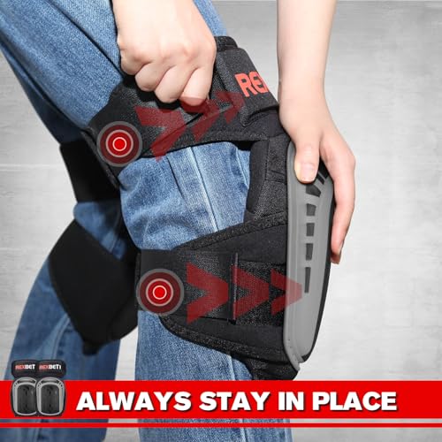 REXBETI Knee Pads for Men, Anti-slip Construction Gel Knee Pads for Work - color: Gray