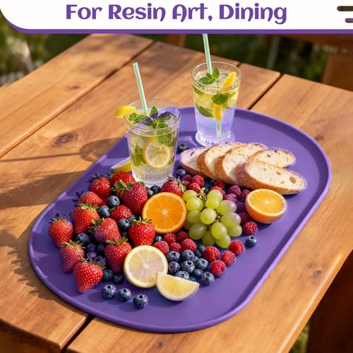 24"x16" Oval Silicone Mats for Crafts - Non-Slip Painting Mat with Raised Edges, Reusable Table Protector for Resin, Clay, Paint ，Playdough ，Jewelry-Making & Crafts Creation (Purple) - color: Purple
