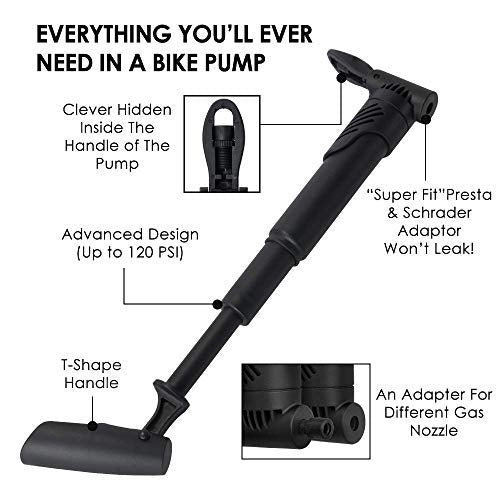 WOTOW Bike Tyre Repair Kits, Waterproof Bicycle Saddle Bag & 120 Psi Mini Pump & Multifunctional Bike Tyre Lever & Self Adhesive Patch Portable Repair Cycling Tool Set for Riding Mountain BMX