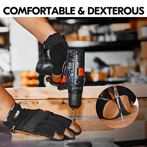 Vgo... 1-Pair Safety Work Gloves for Men,Anti-Vibration,Abrasion Resistant,Leather Work Gloves (XL,Brown, CA9765) - size: X-Large (Pack of 1), style: Brown&black-cow Leather