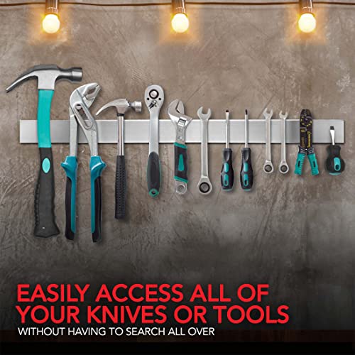 Modern Innovations Magnetic Knife Holder for Wall and Fridge - 24" Knife Magnetic Strip, Magnet Kitchen Knife Holder and Rack, Stainless Steel Magnetic Knife Bar for Kitchen Utensils - size: 24 Inch