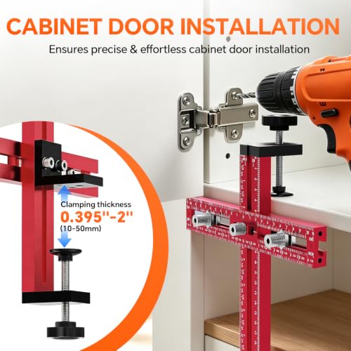Cabinet Hardware Jig, Adjustable Cabinet Handle Jig Drill Guide Template for Knobs & Handles, Precision Hole Locator Tool for DIY Cabinet Installation, Fits 2.5" to 7.5" Spacing