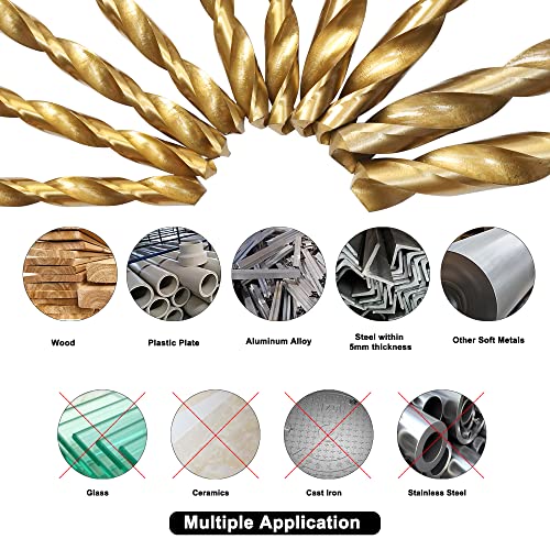 GMTOOLS 230 Pcs Drill Bit Set, 135° Tip Titanium Coated High Speed Steel, Twist Drill Bit Kit for Iron, Aluminum Alloy, Copper, Wood, Plastic, with Hard Storage 1/16"-3/8" - style: 230PCS