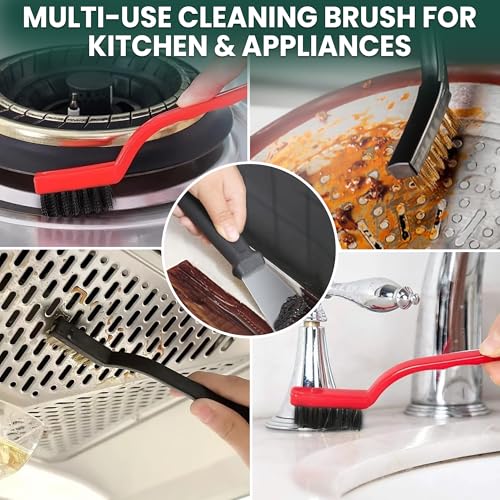 14 Pcs Crevice Cleaning Brush Set – Hard Bristle Cleaning Tools for Grout, Tile Floors, Gaps & Narrow Spaces – Multi-Purpose Grout Scrub Brush for Cleaning Bathroom, Shower, Window Tracks, Kitchen - color: White, Black, Red, Yellow, Pink & Green