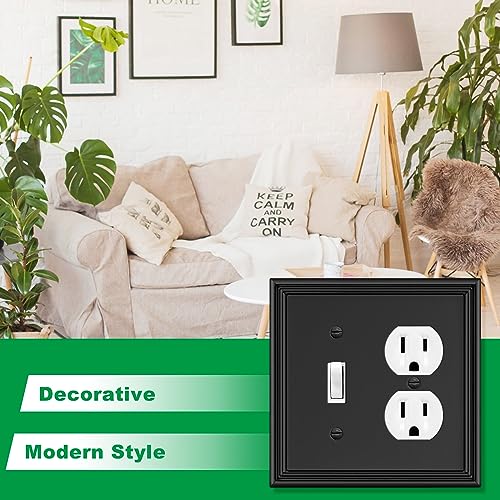 2 Pack Black Modern Decorative Toggle/Duplex Outlet Covers Wall Plate - size: 2 Gang Toggle/Duplex