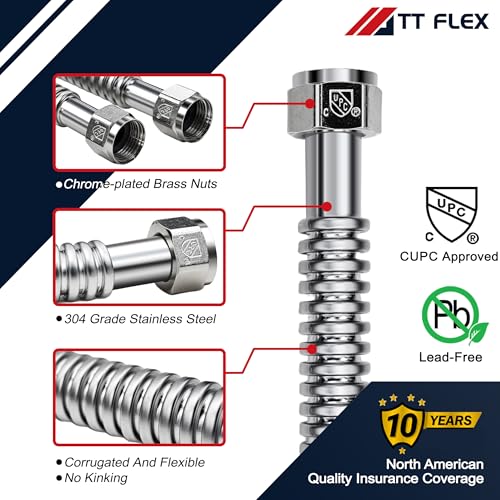 TTFLEX 24" Water Softener Flex Hose 1" x 1" FIP Connector, 0.7" ID, 2Pack - size: 1" FIP x 1" FIP, 24" (0.7" ID)