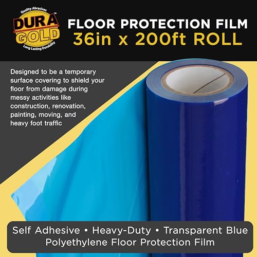 Dura-Gold Floor Protection Film, 36-inch x 200-foot Roll, Clear Plastic - size: 36-inch-x-200-feet