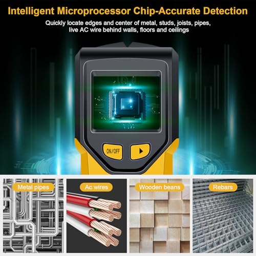 Stud Finder Wall Scanner - 5 in 1 Stud Finder Tool w/Smart Chip and HD LCD Display, Stud Detector Beam Finders for the Center and Edge of Wood AC Wire Metal Studs Joist Pipe (‎Banana) - color: ‎banana