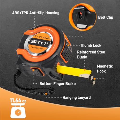 Teslong 3 Pack 25 ft Tape Measure, Retractable Magnetic Measuring Tape