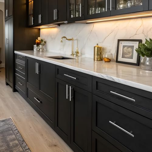homdiy 15 Pack Brushed Nickel Cabinet Pulls 3 Inch Handles Stainless Steel Cabinet Hardware for Kitchen and Bathroom Cabinets, 5 Inch Overall Drawer Pull - color: Brushed Nickel, size: 3in hole centers