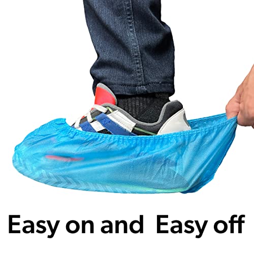 100 Pack XL Blue Shoe Covers Disposable, Non Slip Shoe Booties