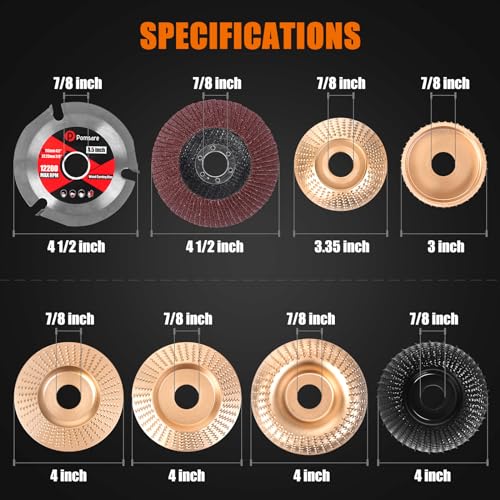 Pomsare 13PCS Wood Carving Disc Set for Angle Grinder, Sanding Wheel