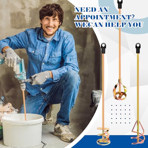 MorningRo 3 Pack Paint Mixer for Drill, Concrete Cement Mixer, Gold - color: Gold