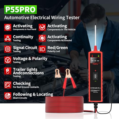 Power Circuit Probe Tester, 6-30V Automotive Circuit Tester, Test Light - color: Red