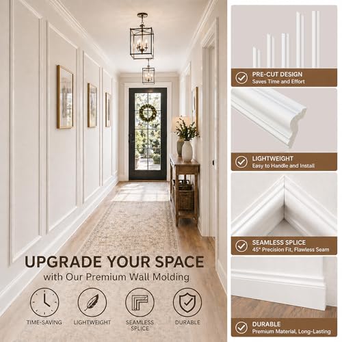 SMARTSTANDARD Precut Wall Molding Kit, Ready to Assemble, 6 Frames, Style1 - color: White: 6 Frames, Style1
