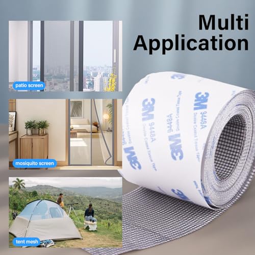 Window Screen Repair Tape, Made of 3M Tape, Screen Repair Kit for Small Holes and Tears of Windows, Doors, Mosquito Net, Strong Adhesive Patch Kit Fiberglass Mesh Tape (Normal) - style: Normal