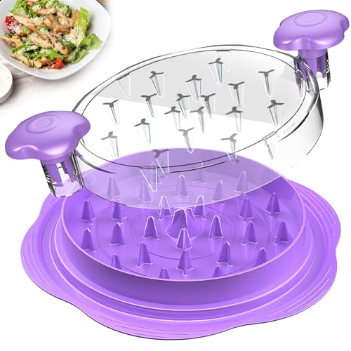 Chicken Shredder Tool Twist Large Meat Shredder with Brush&Fork, Purple - color: Purple