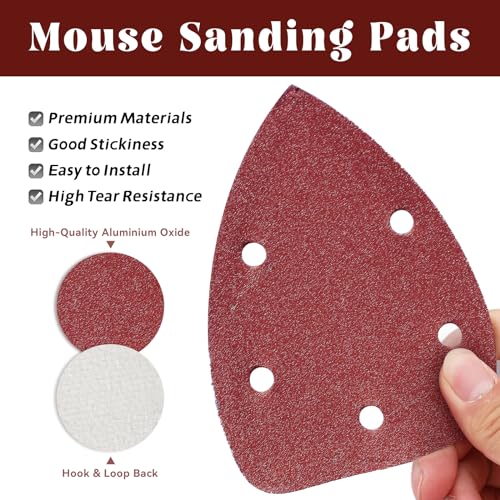 55 Pcs 150 Grit Mouse Sandpaper, Aluminum Oxide Mouse Sanding Pads - size: 150 Grit