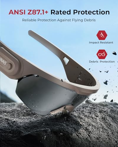 ONNAIS Safety Glasses ANSI Z87.1+ with Earplugs NRR 32dB - color: Khaki