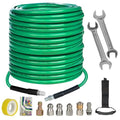 Hourleey Sewer Jetter Kit for Pressure Washer 150FT, 4000 PSI Drain Cleaner Hose 1/4 Inch NPT, Corner Rotating and Button Hose Sewer Jetting Nozzle Pearl Corsage Pin Tape Handle Strap Spanner, Green - size: Green-150 FT