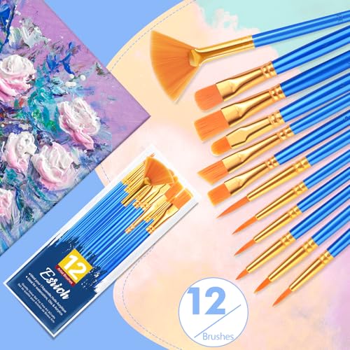 ESRICH Paint Brushes Set, 12pcs Paint Brush for Acrylic Painting (Pack of 2) - size: 12p (Pack of 2)