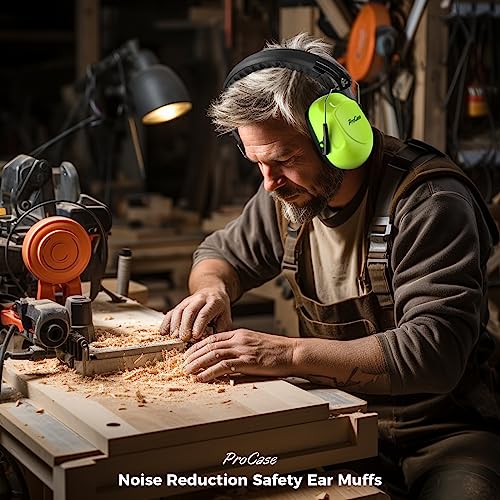 ProCase Hearing Protection Ear Muffs SNR 33dB, Noise Cancelling Headphones - color: 1 - Neonyellow