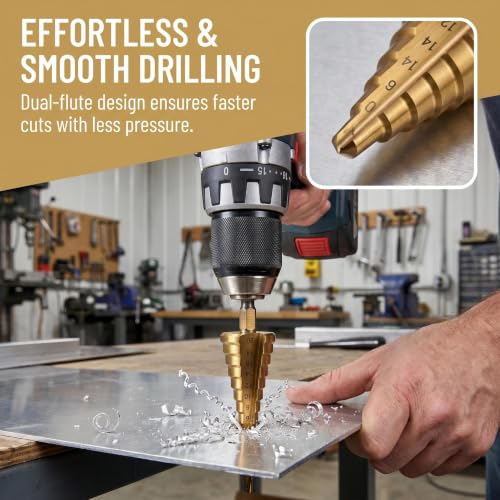 3Pcs Large HSS Titanium Coated Step Drill Bit Set