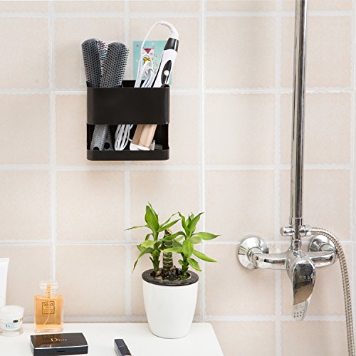 MyGift 2 Slot Hair Tools Organizer, Black Metal Wall Mounted Holder - color: Black, size: 2 Slots