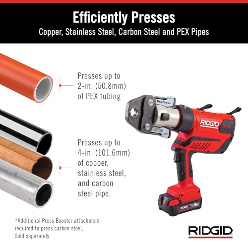 RIDGID 67063 RP 350 ProPress Pressing Tool and Battery Kit with ProPress Tool, 18-Volt Battery, Charger, and Case - style: Battery Kit (No Jaws)