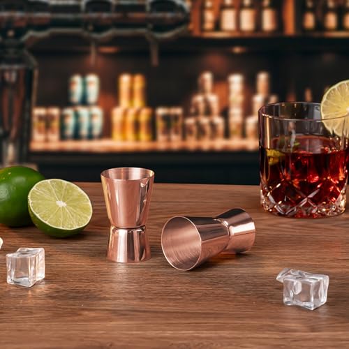 Briout 2 Double Cocktail Jigger for Bartending,1OZ 1/2OZ,Flat Edge Rosegold - color: Rose Gold, size: Flat Edge-0.5oz/1oz-2PC