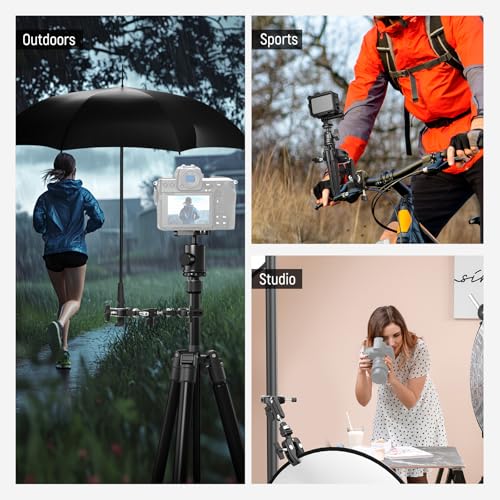 NEEWER Double Super Clamp Camera Mount with Magic Arm, NATO Interface, Cold Shoes, 1/4" Locating Holes for ARRI, Desk Studio Photography Light Stand Pole Cross Bar Umbrella Holder Clamp Mount, UA060 - style: UA060