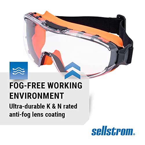 Sellstrom GM510 Anti-Fog Hard Coated Safety Goggles - ANSI Z87.1 | Anti-Scratch Clear Lens, Indirect Vents for Dust & Splash, For Cutting, Grinding, General Work, Woodwork, Construction, Lab