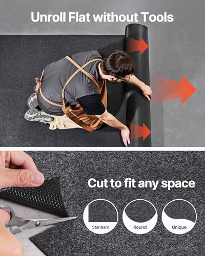VEVOR Garage Floor Mat, 7.5'x20' Oil Spill Mat Waterproof Protection from Water Snow Rain Mud and Oil for Under Car, Non-Slip Containment Mat with TPE Anti-Leak Backing & Easy Clean & Cuttable - size: 7.5' x 20'