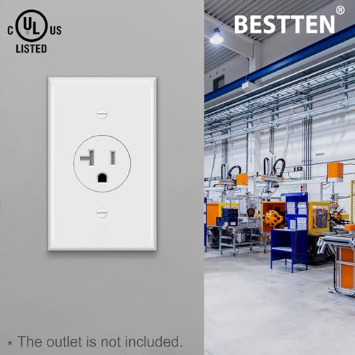BESTTEN 2 Pack 1-Gang 1.406" Hole Wall Plate for Single Receptacle Outlet - color: White
