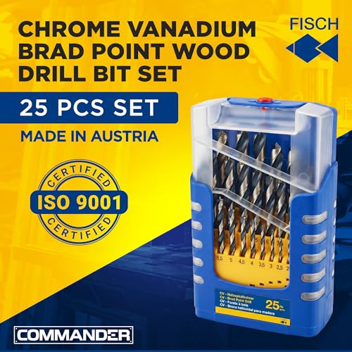 Brad Point Drill Bit Set -Chrome Vanadium Wood Drill, Sizes 1mm-13mm 25 Pcs - size: 1 - 13 mm