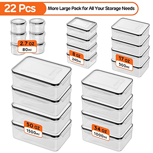JSCARES 44 PCS Food Storage Container with Lid (22 Lids & 22 Containers) - color: 5-22 Pack