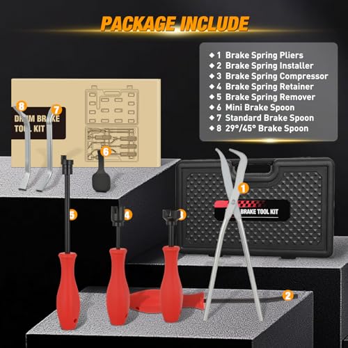 GOOACC 8PCS Drum Brake Tool Kit w Spring Pliers Adjustment Spoons Set Black - color: 8pc Brake Tool Black