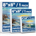 Halobios 3 Packs Stretched Canvases for Painting with 4x4 Inch, 6x6 Inch, 8x8 Inch, Square Blacnk Canvases for Acrylics,Oils & Other Painting Media, 5/8 Inch Profile 100% Cotton Artist Framed Canvas - size: 3 Pack Mixed - 8×8IN 6×6IN 4×4IN