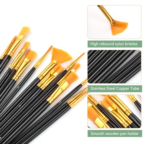 AROIC Acrylic Paint Brush Set,8pack/120pcs Nylon Hair Acrylic Paint Brushes - size: 120pcs-black