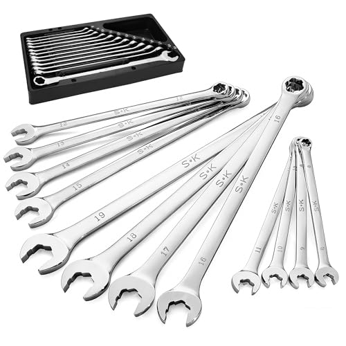 SK 6 Point Bolt Extractor Wrench Set, Metric 8-19mm, 12-Piece, Extra Long - size: Metric