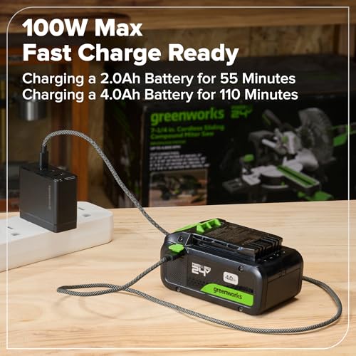 GREENWORKS 24V (5-TOOL) Combo (Drill + Impact Driver + Circular Saw + Multi-Tool + Flashlight), 4.0Ah + 2.0Ah (24,000mAh Power Bank) Batteries, (2) Cables, 65W Rapid Charger - size: 5PCS Combo Kits