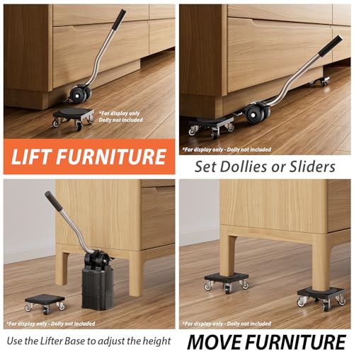 Lengthening Furniture Lifter Tool with Height-Adjustable Base – Ideal for Heavy Furniture Movers Sliders and Wheels Lifts Furniture Easily Without Effort up to 660 lbs (Innovative Lifter - M Sliver)