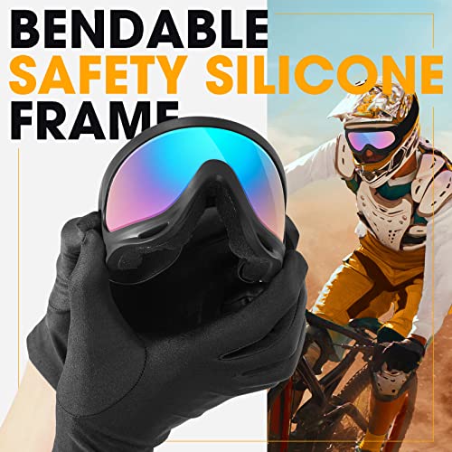 MAMBAOUT Kids Motorcycle Goggles, 2-Pack Dirt Bike Goggles Ski Goggles for Child, ATV Off-Road Racing Goggles for Boys Girls - color: 01.2-pack Transparent Lens × 2