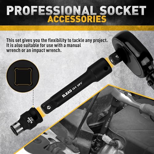 18-Pieces Impact Socket Extension Set: 1/4", 3/8" & 1/2" Drive Socket Extension Bar, Socket Adapter Set, Swivel Universal Joints & Impact Coupler - style: Impact Socket Extension