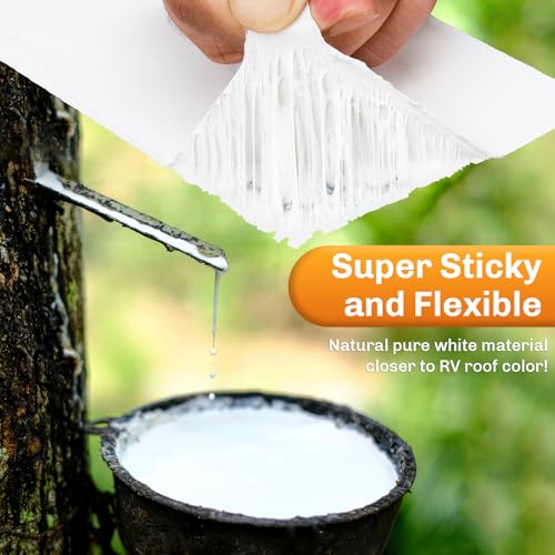 WELLUCK RV Roof Tape Sealant Roofing Tape, 4 Inch X 50 Foot Natural White RV Tape for Roof Repair Camper Trailer Boat Sealing Leak Repair, UV & Waterproof - style: 4inch x 50ft