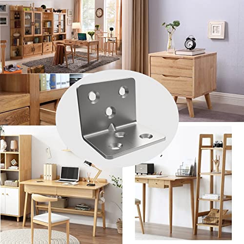Silver Stainless Steel Corner Bracket,Joint Right Angle Bracket,L Shape Heavy Duty Metal Corner Brace Shelf Supporter for Wood Aufuga (20, 1.5x1.2x1.2) - size: 1.5x1.2x1.2"