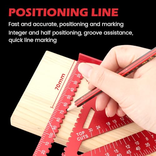 Carpenter Square 7 Inch Rafter Square for Angle Drawing Triangle - Red - color: red