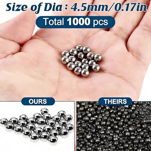 1000PCS 4.5mm（0.177inch） Carbon Steel Precision Balls, Mirror Polished Bearing Balls for Drawer Slides, Casters, Industrial & DIY Use - size: 1000 Pcs - 4.5mm, style: Stainless Steel