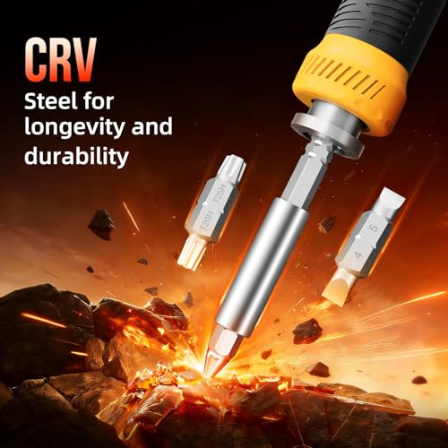 SHARDEN Multi ScrewDriver Set 26 in 1 All in One Adjustable Screw Driver - color: Yellow, size: Extendable-NonRatchet